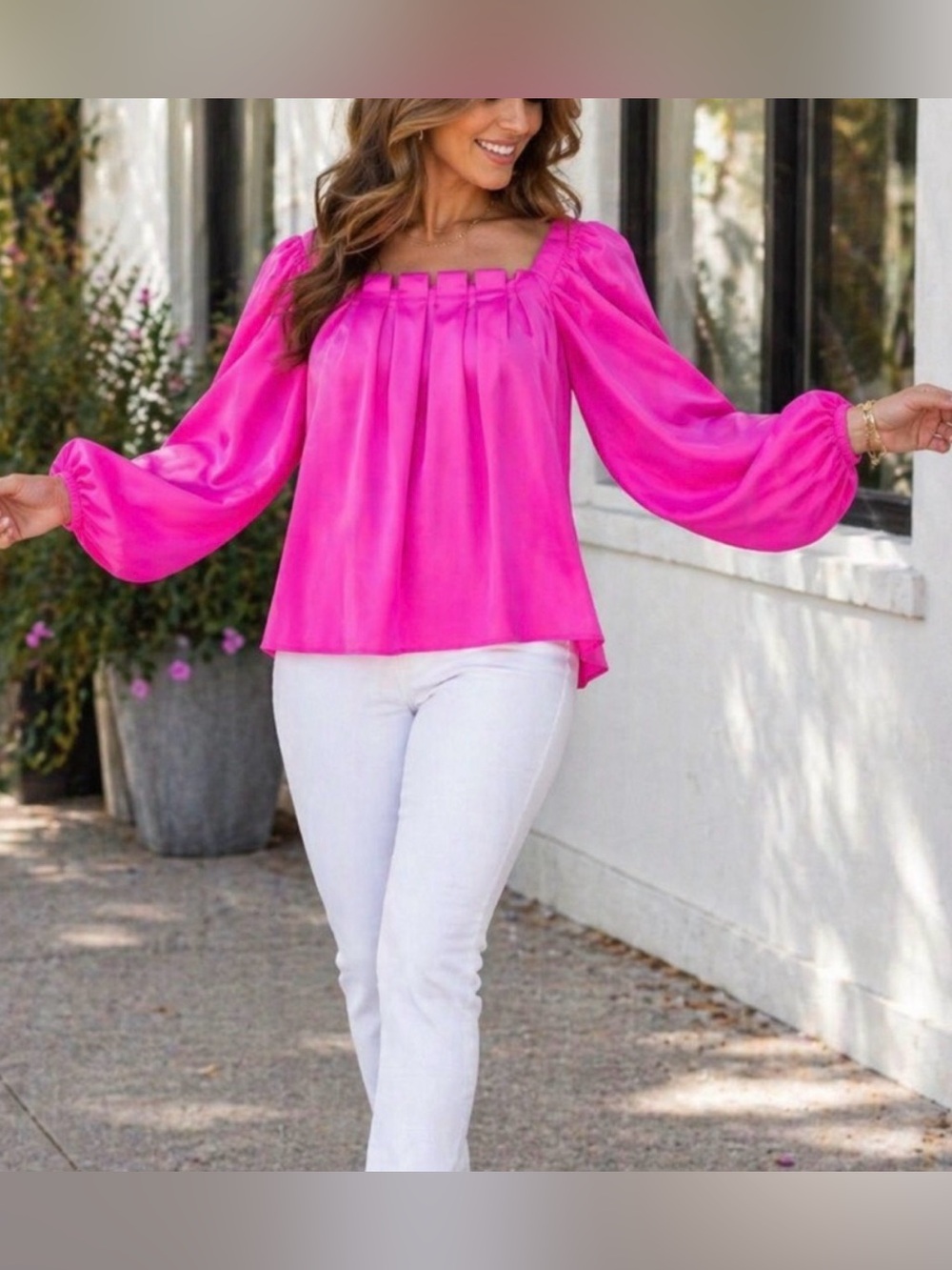Hot Pink CROSBY by Mollie Burch Off Shoulder Blouse Flowing Top Summer Chic